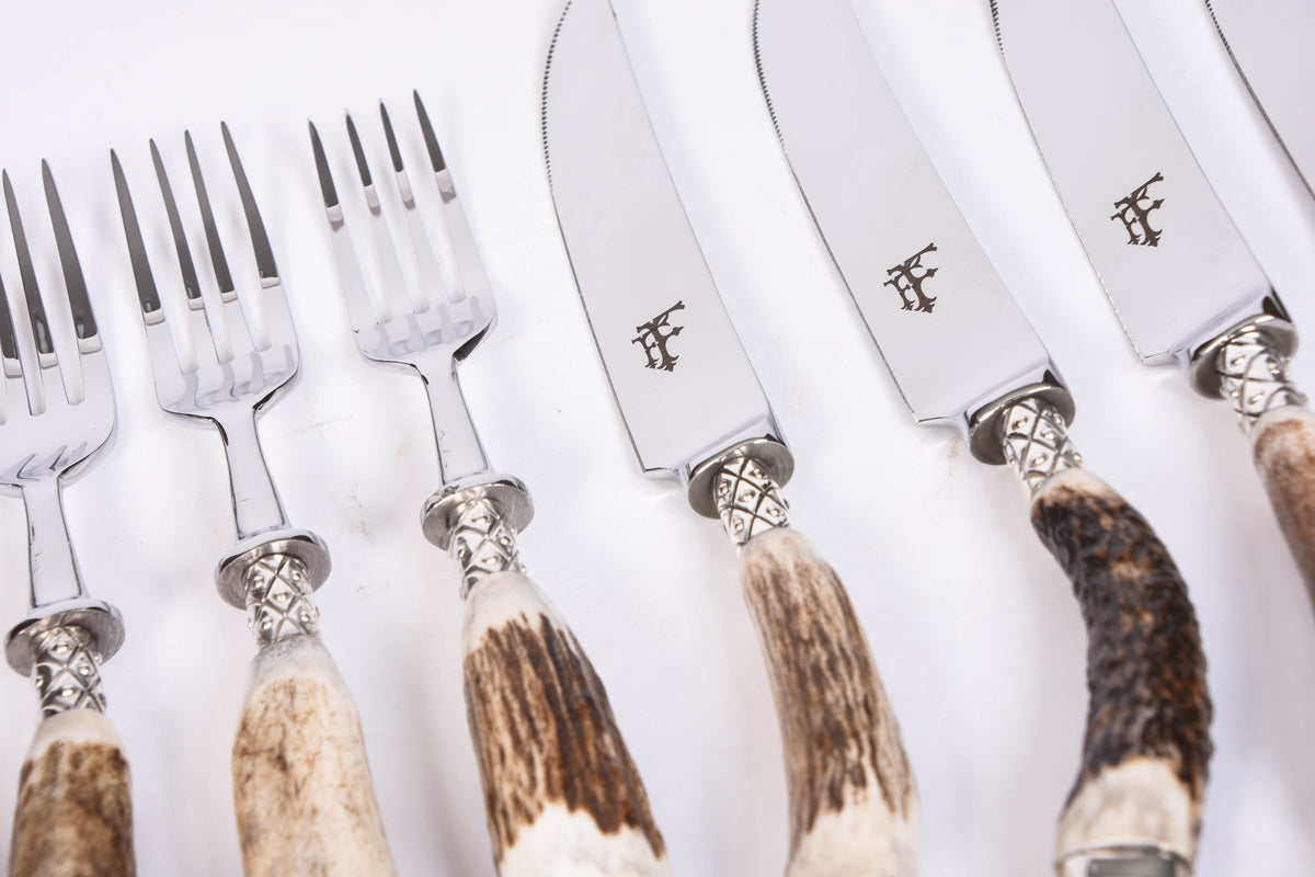 Set of 6 Stag Antler Cutlery with Box