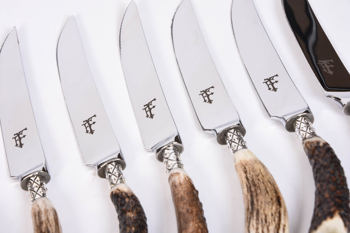 Set of 6 Stag Antler Cutlery with Box