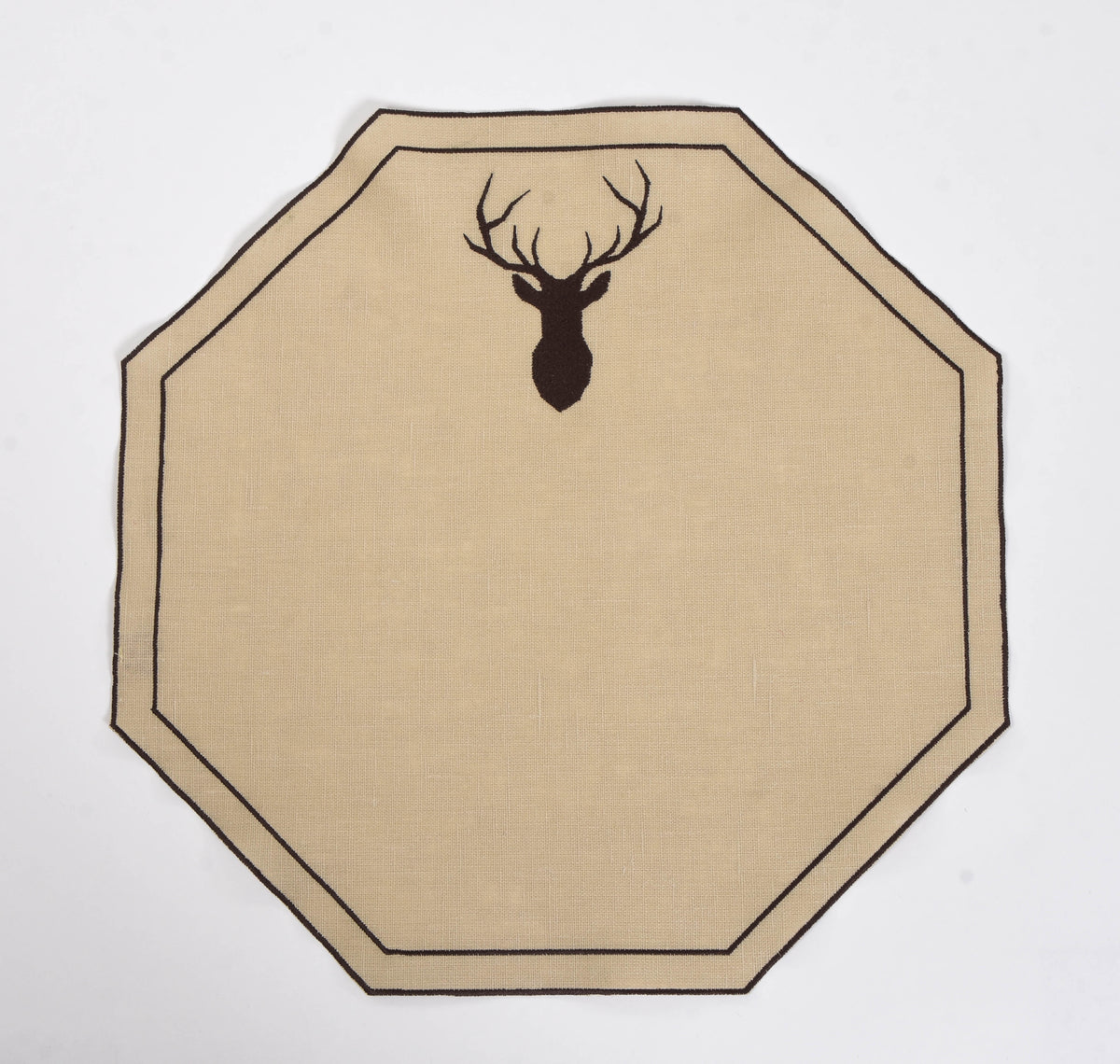 Waxed linen Placemat with Embroidered Motif