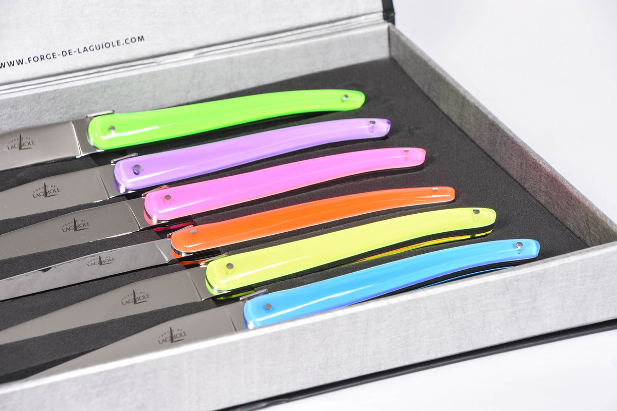 Set of 6 Flourescent Steak Knives
