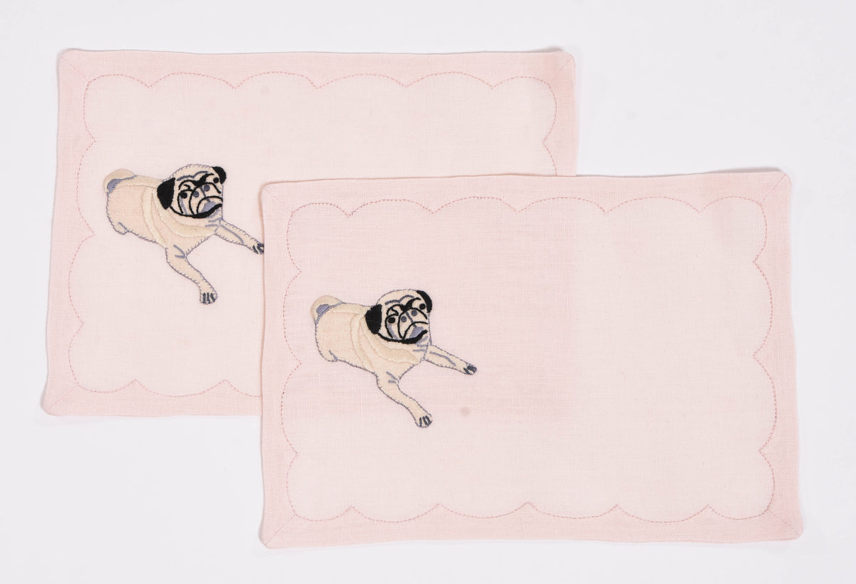 Set of 6 Pug Cocktail Napkins