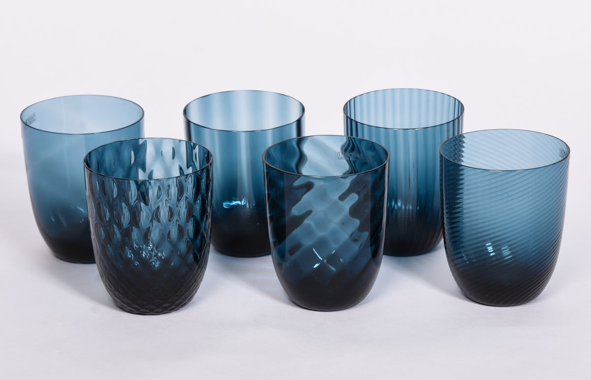 Set of 6 Assorted Textured Glasses