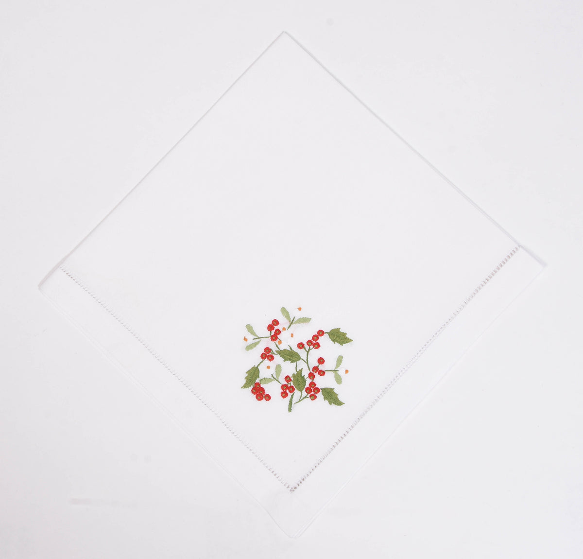 Set of 4 Mistletoe Napkins - Red Berry