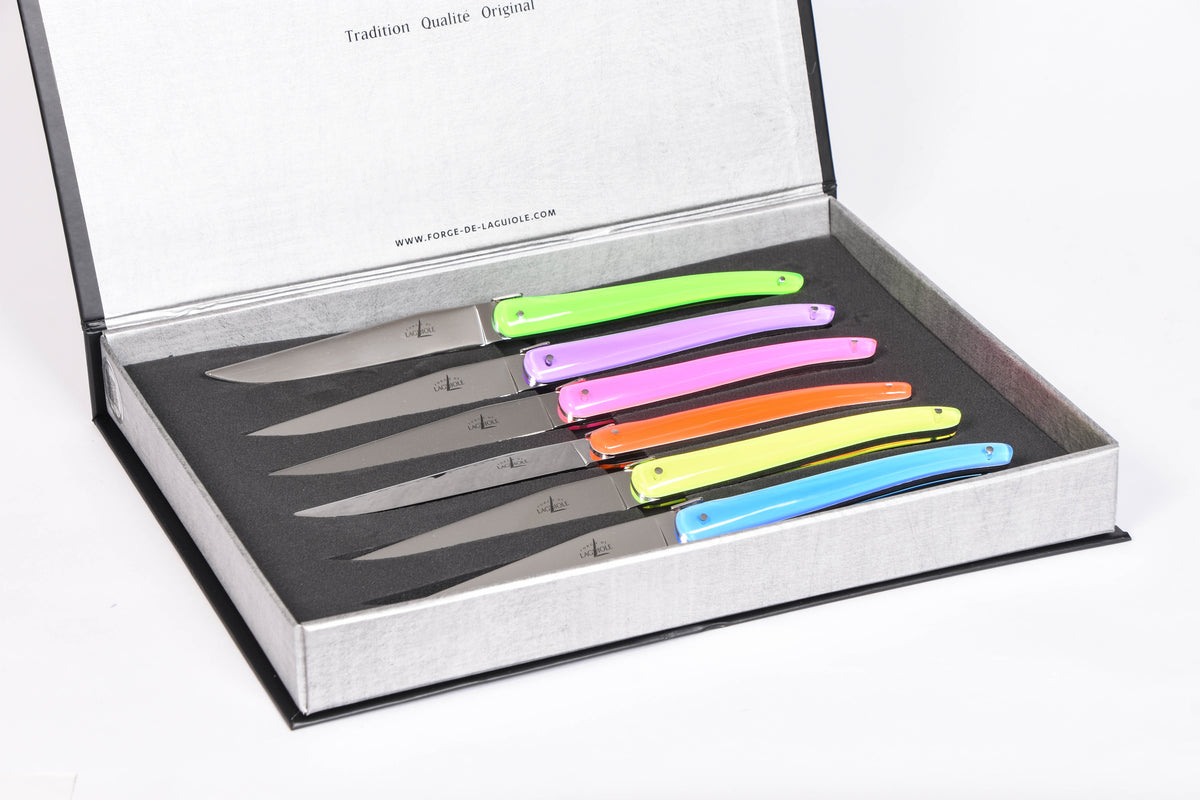Set of 6 Flourescent Steak Knives