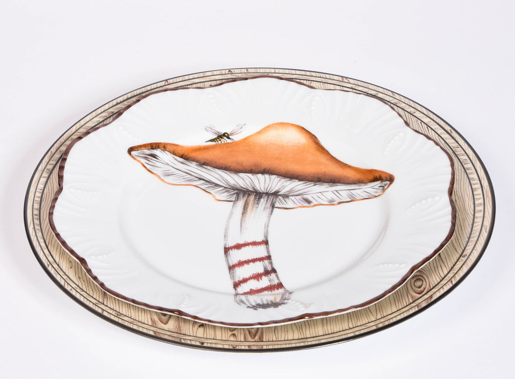Set of 6 Pinto Mushroom Dinner Plates