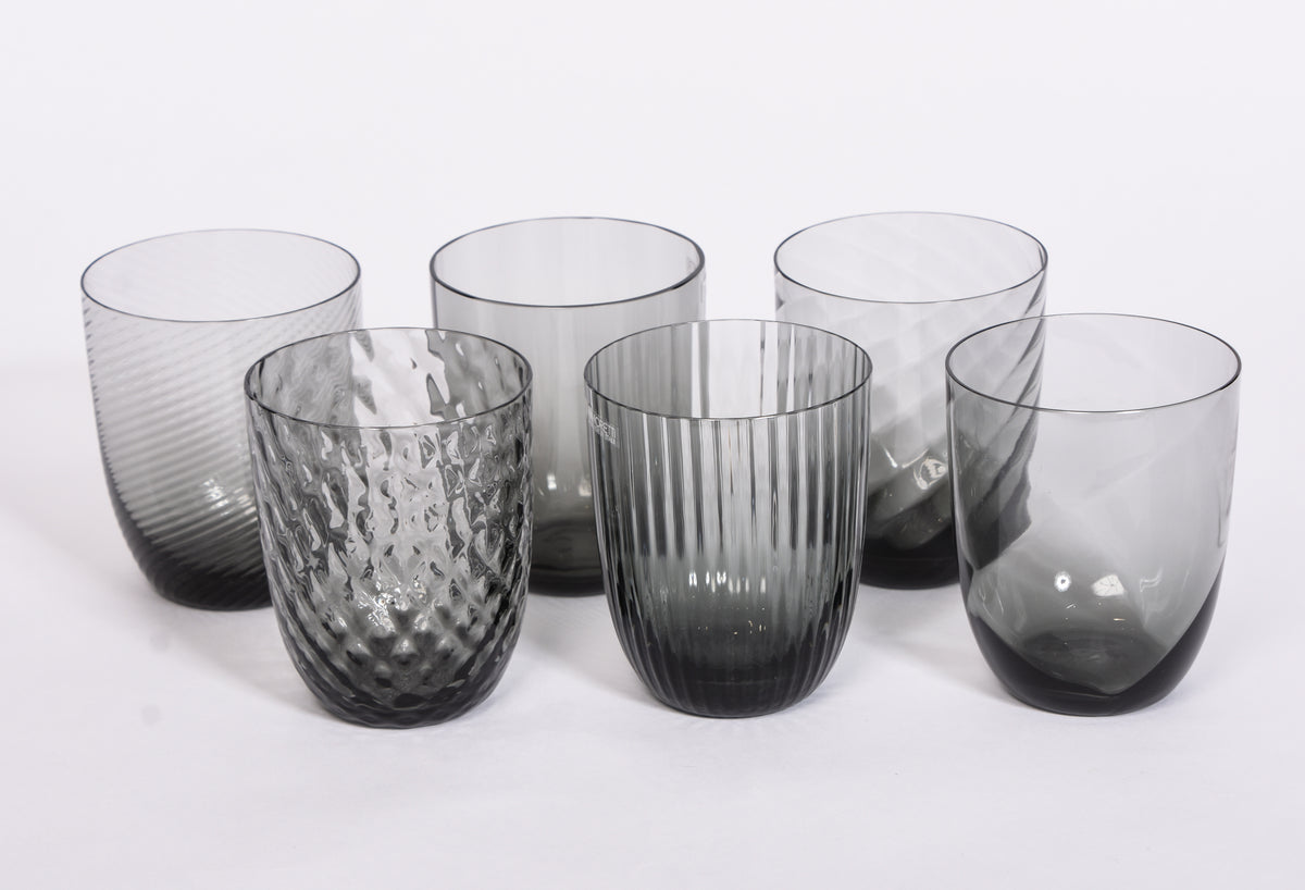 Set of 6 Assorted Textured Glasses