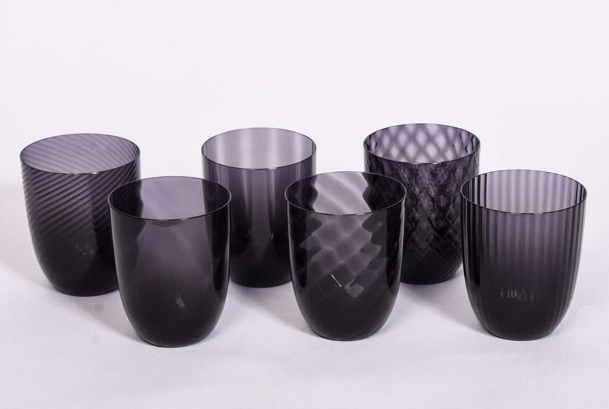 Set of 6 Assorted Textured Glasses