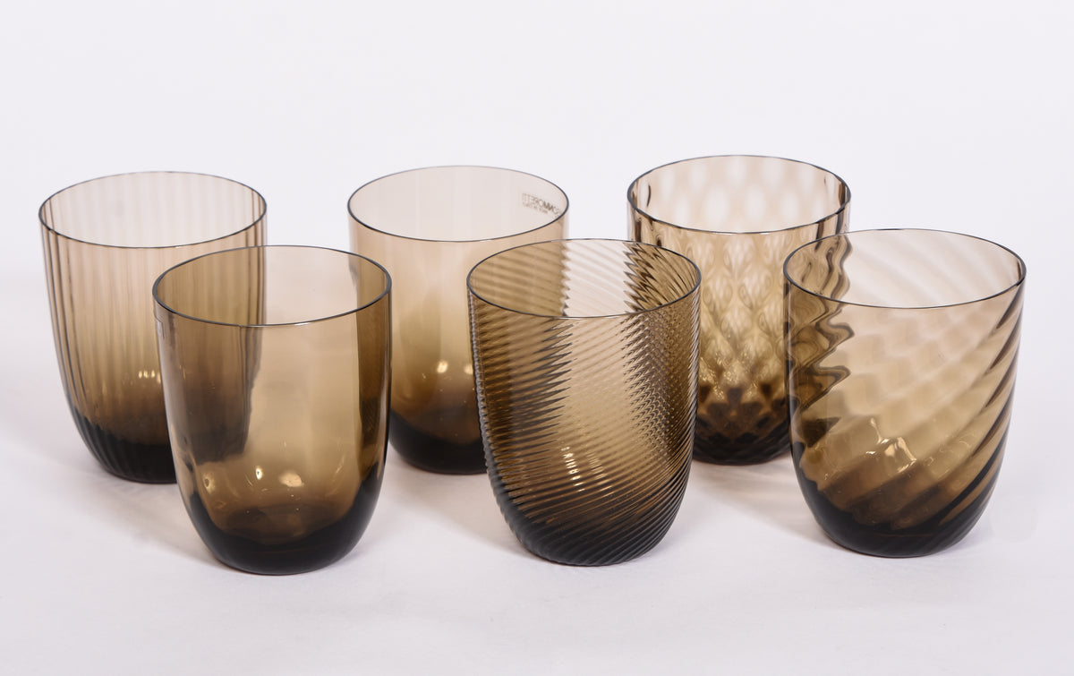 Set of 6 Assorted Textured Glasses
